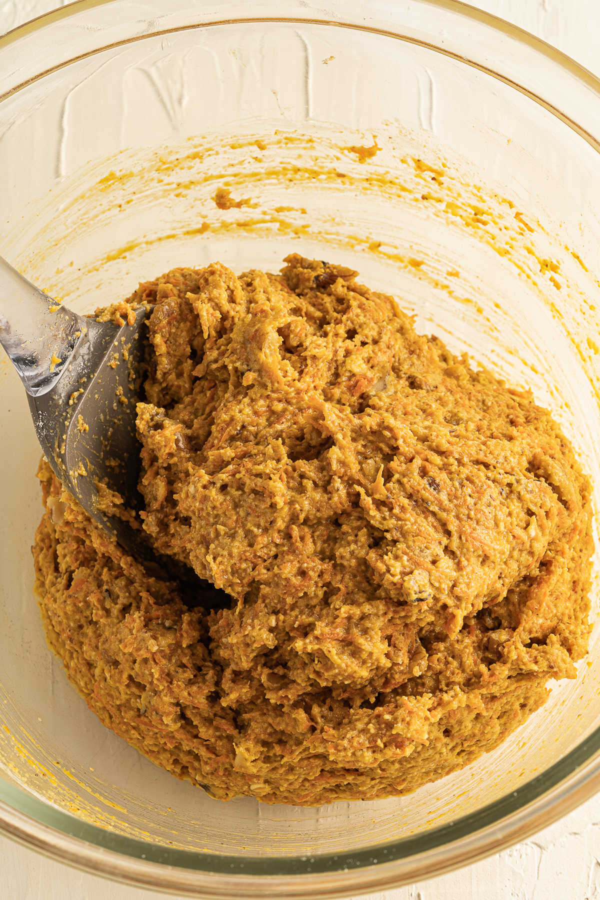 Combining the nuts for carrot cookies