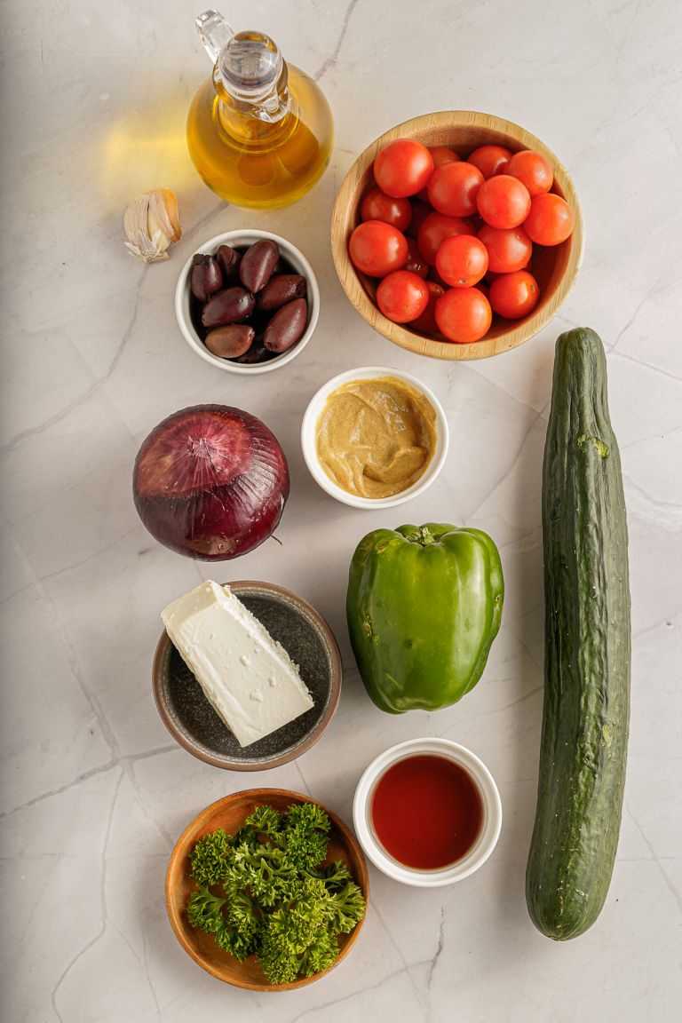 Ingredients for easy Greek Salad recipe