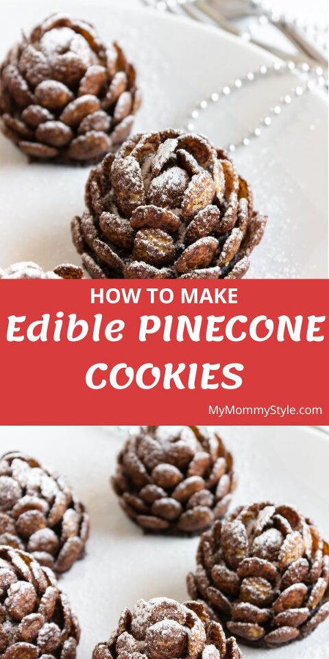These adorable Christmas Pinecone Cookies are the perfect holiday treat! Made with chocolate cereal and a creamy biscuit dough, they look like real pinecones and taste delicious. Perfect for holiday gatherings, gift boxes, or just a fun baking activity with the kids! #ChristmasCookies #HolidayBaking #PineconeCookies #EdiblePinecones