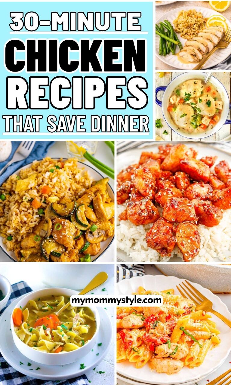Pinterest Pin for 30 minutes chicken recipes